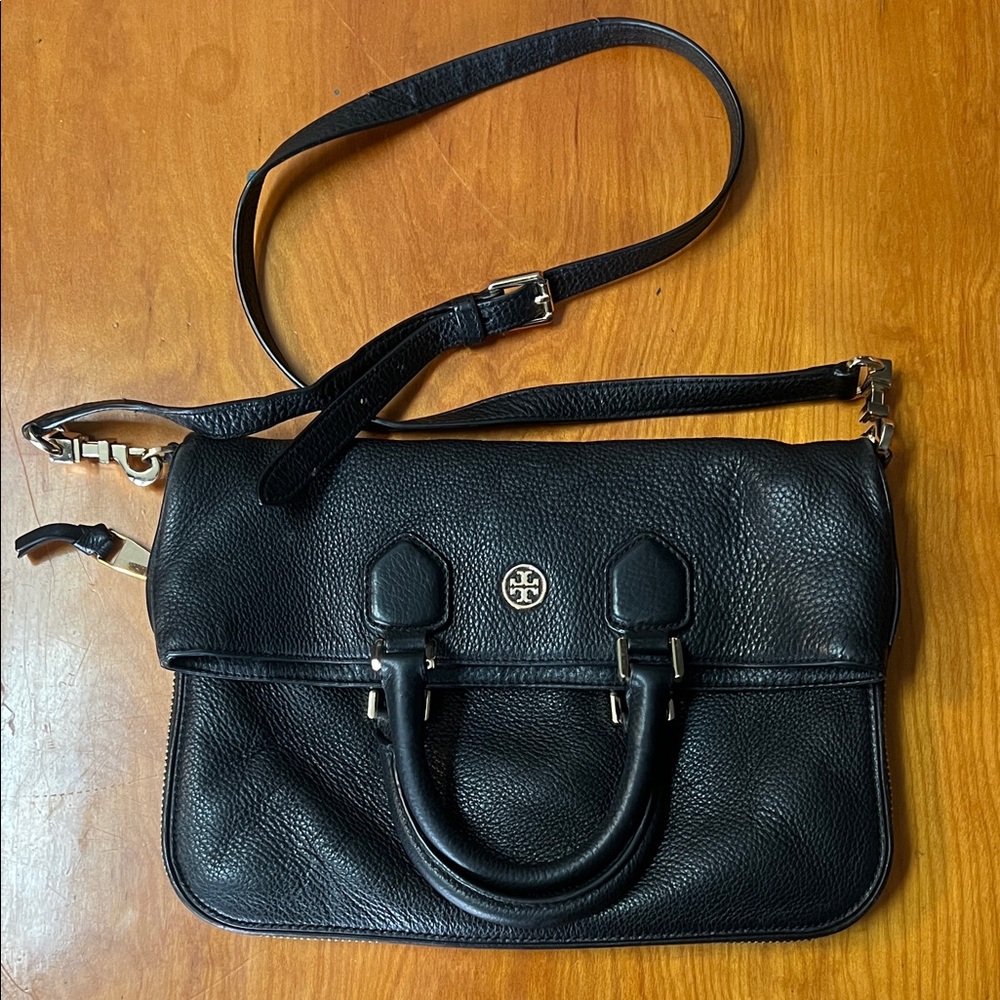 Tory Burch Black Leather Satchel Shoulder Strap